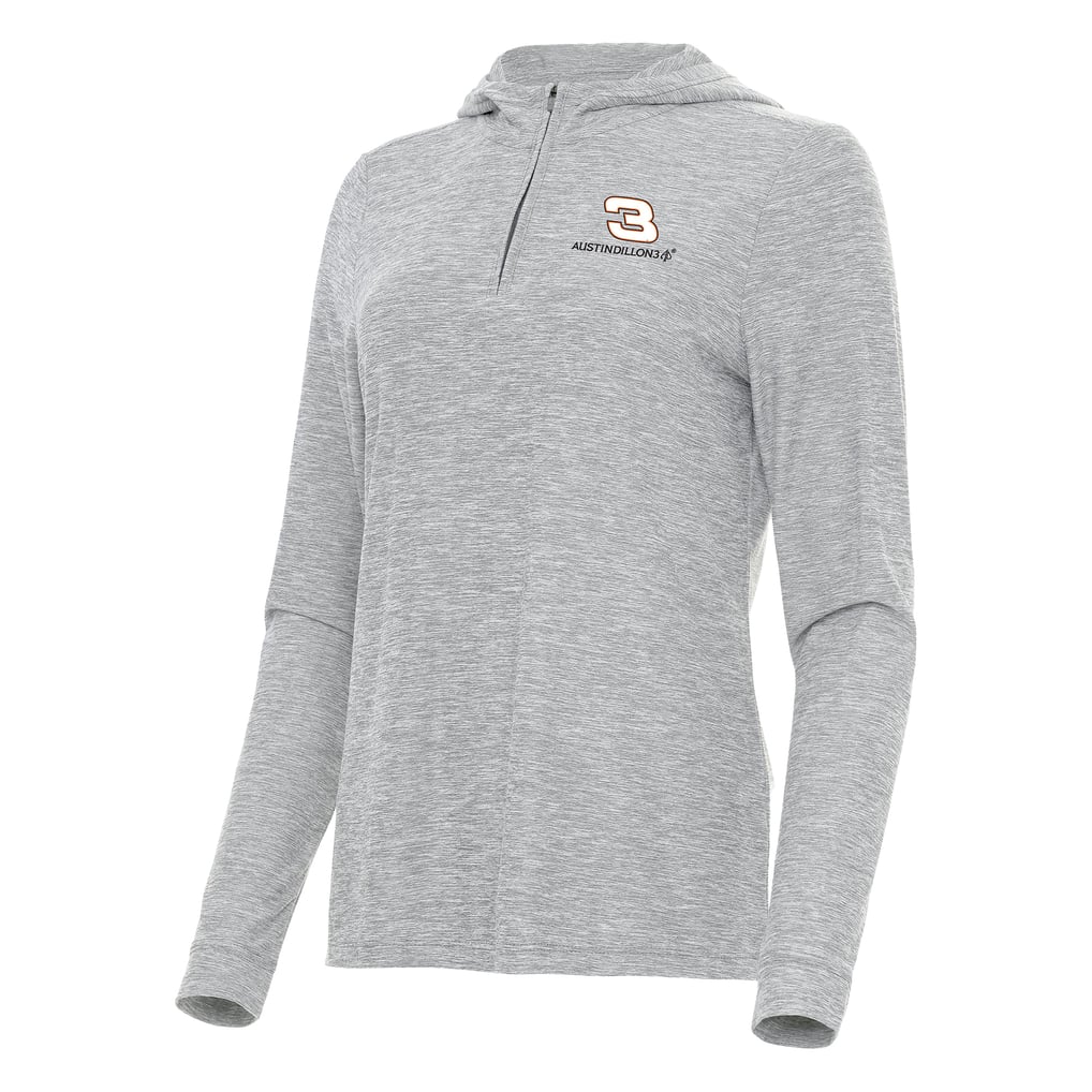  Austin Dillon Antigua Women's Daybreak Quarter-Zip Pullover Hoodie - Heather Gray